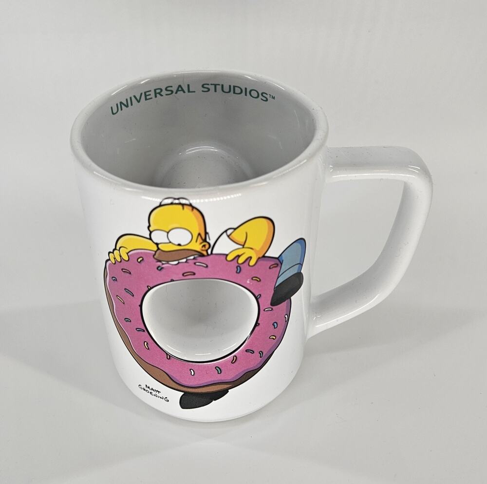 2012 Simpsons Homer Donut Hole Mug Mmm Carbs Universal Studios Coffee Cup